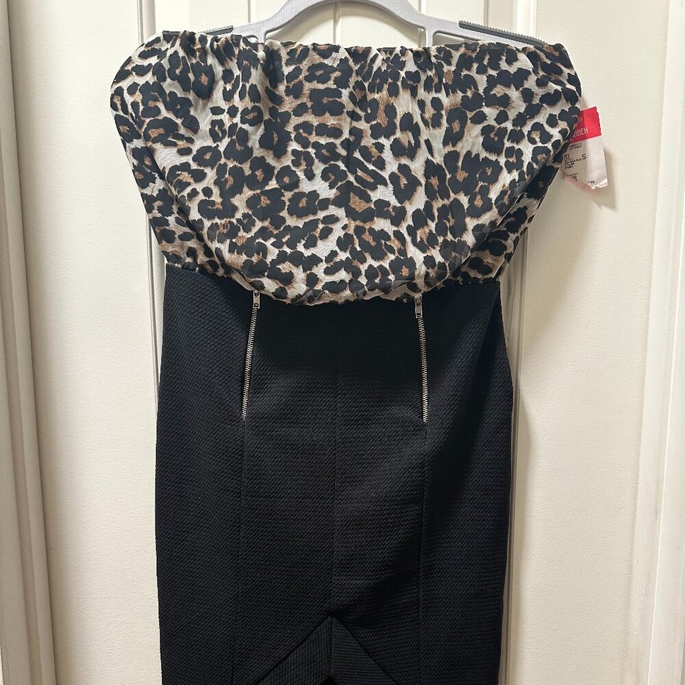 Alt. B Strapless Leopard Print & Black Pencil Dress – NEW
